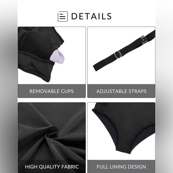 Yonique Womens Plus Size Bikini High Waisted Two Piece Tummy Control Swimwear - Picture 6 of 9